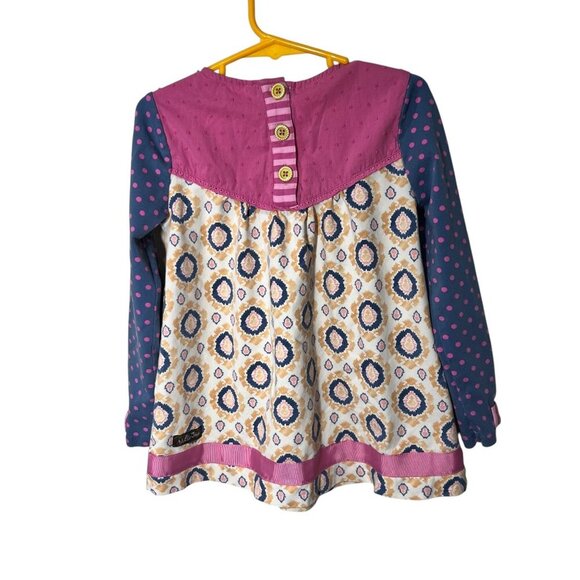 Matilda Jane Girls Long Sleeve Tunic Top With Button Back & Pink Polka Size 4 - Picture 5 of 7